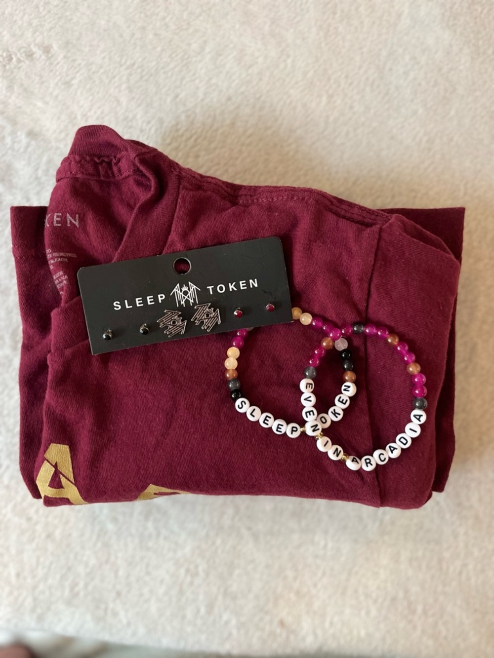 Sleep Token Vessel Even In Arcadia Maroon Graphic Tee with Accessories